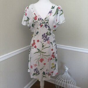 NWT LOFT Womens Petite Size 10P Fit & Flare Dress Short Sleeves Cut Out Sides